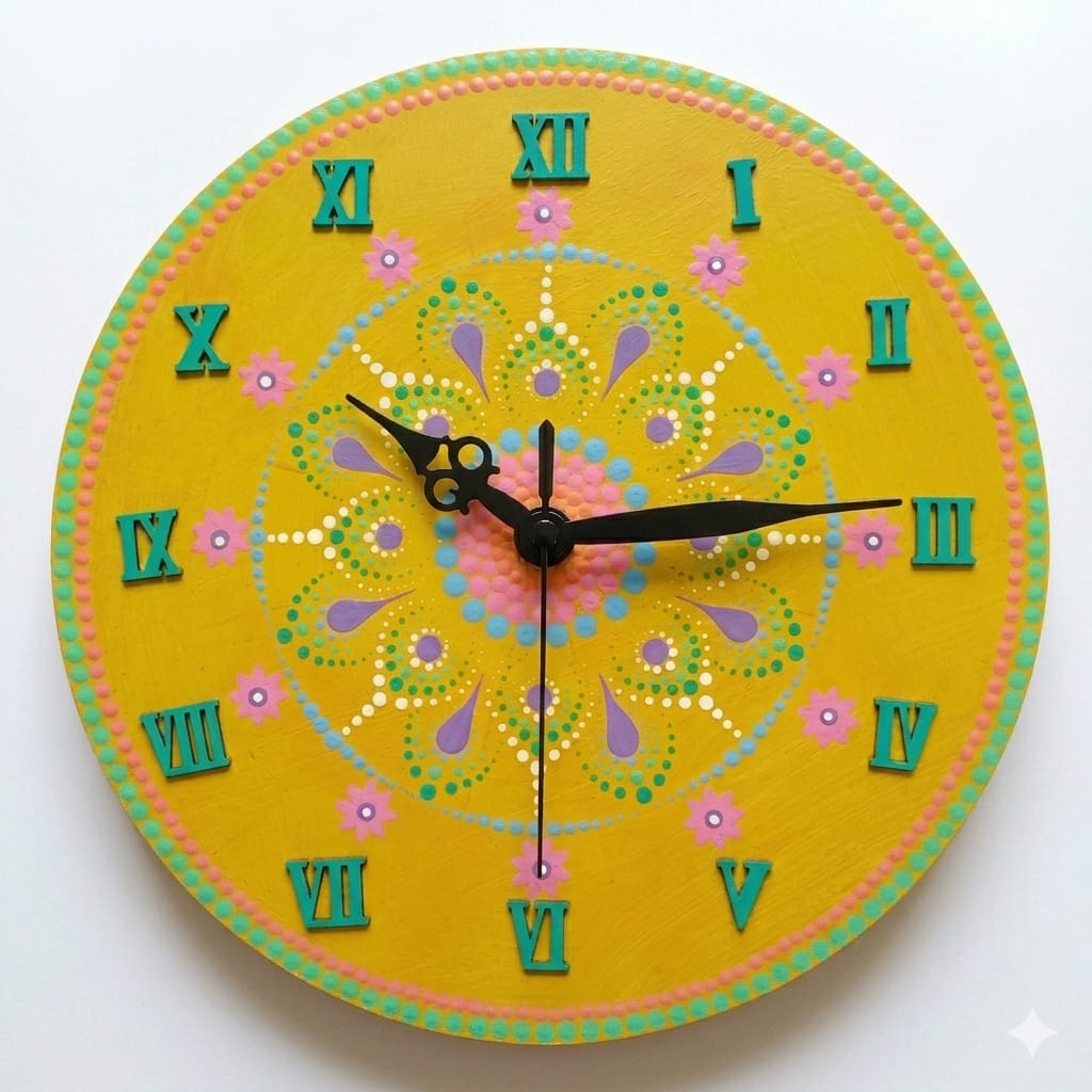WallClock 30cm Spring Yellow