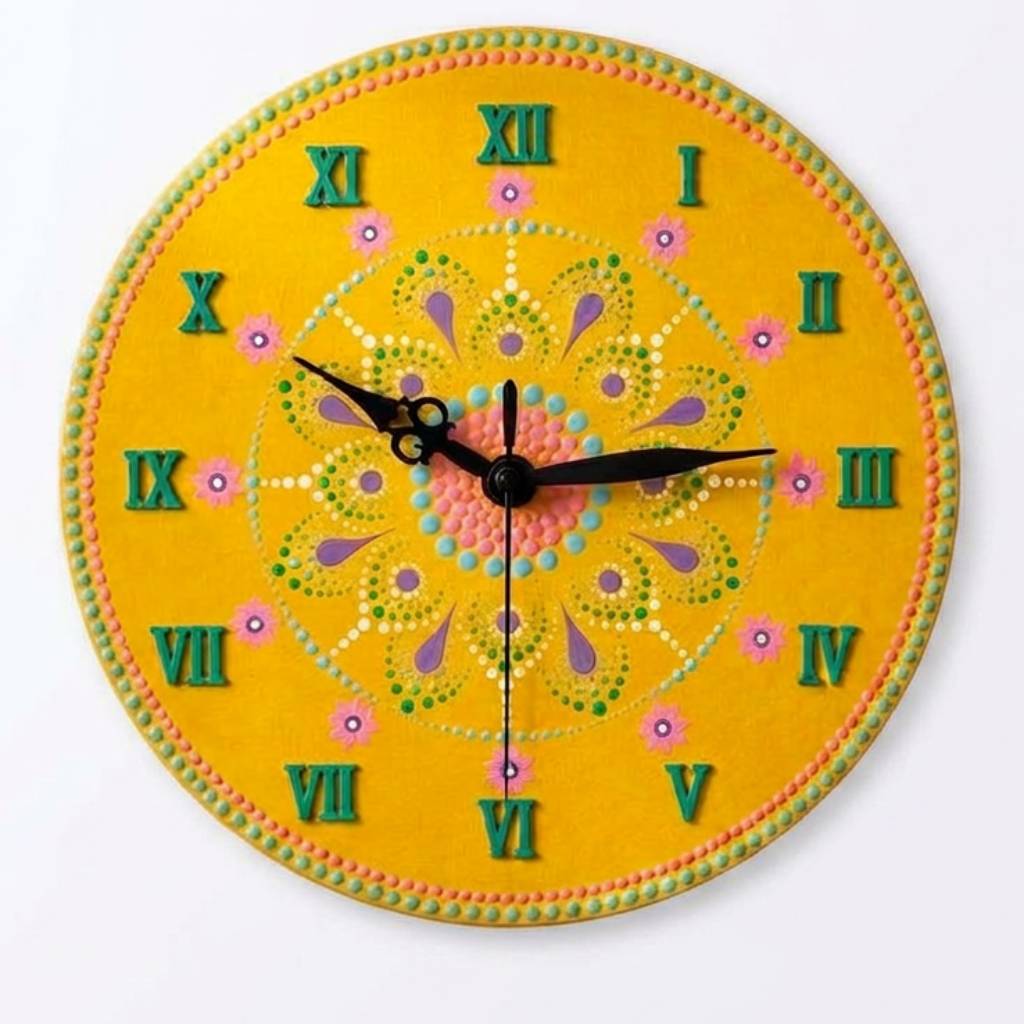 WallClock 30cm Spring Yellow